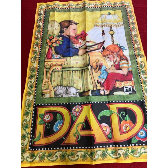 Mary Engelbreit Fathers Day Garden/house Flag Outdoor 22 X 17 Dad with Daughter - Picture 1 of 5
